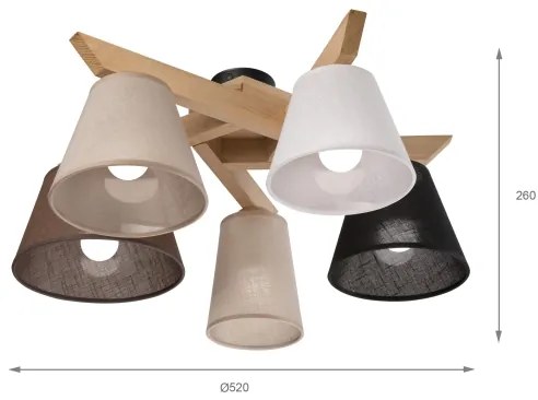 Brilagi - LED  Prisadený luster ANTHONY 5xE14/40W/230V dub