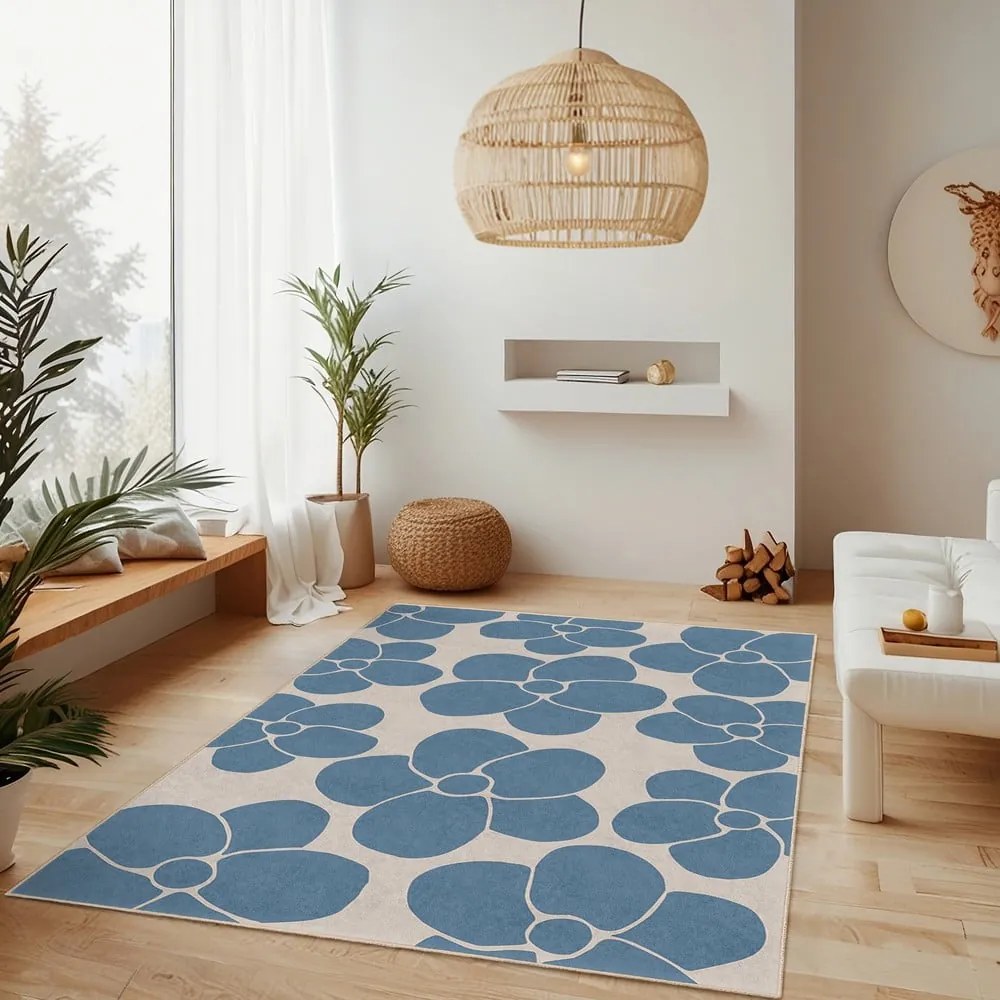 Modrý prateľný koberec 80x150 cm Blue Meadow – Mila Home