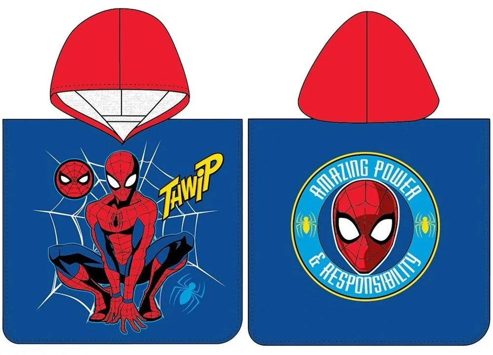 Chlapčenské plážové pončo Spider-man - motív Twhip - 100% bavlna - 50 × 115 cm - pre deti od 3 do 6 rokov