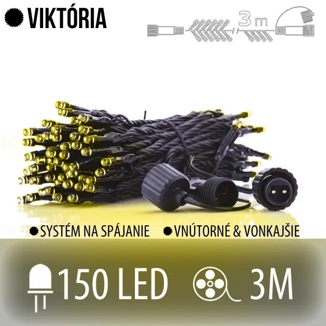 Viktória spojovateľná led svetelná reťaz vonkajšia ježko - 150led - 3m teplá biela