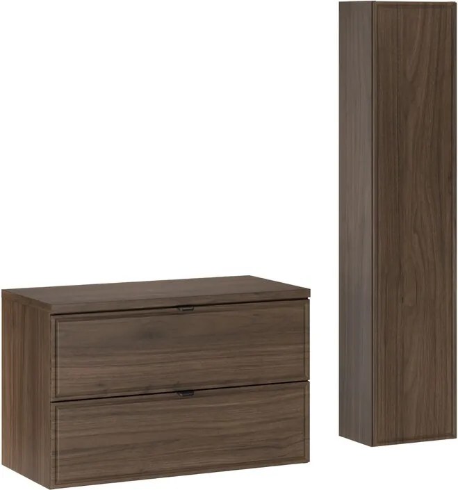 Kúpeľňová zostava Villa s doskou a skrinkami 80 cm orech