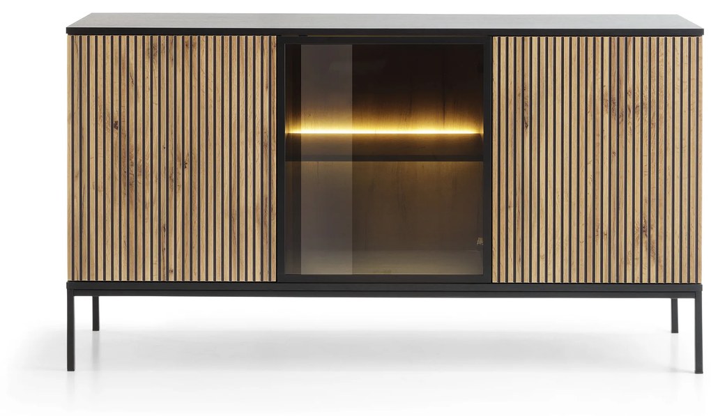 Komoda Sento s LED osvetlením 154 cm dub wotan/čierna II