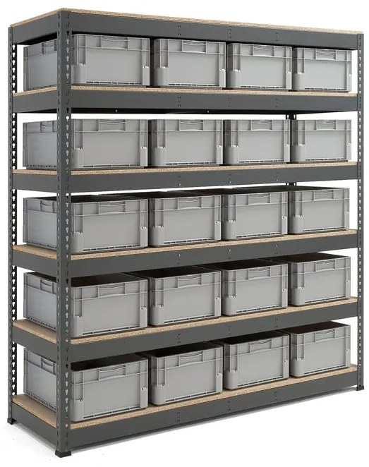 Regál COMBO s 20 plastovými EURO prepravkami