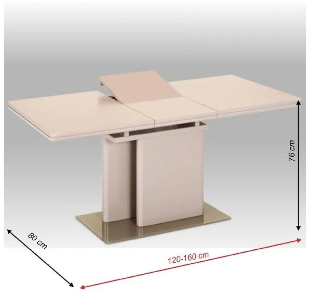 Tempo Kondela Jedálenský rozkladací stôl, capuccino extra vysoký lesk, 120-160x80 cm, VIRAT