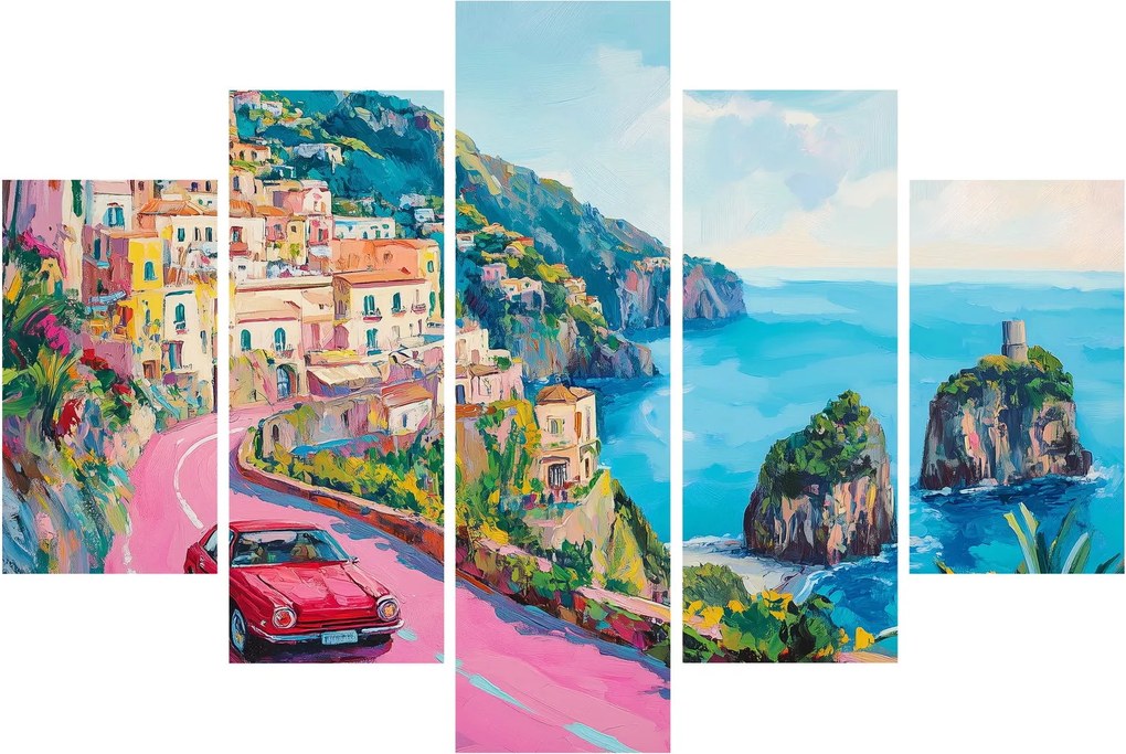 Obraz - Ružová cesta na pobreží (150x105 cm)