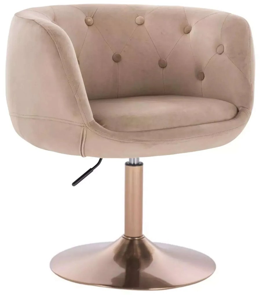 LuxuryForm DESIGN Kreslo MONTANA VELUR na zlatom tanieri - latte