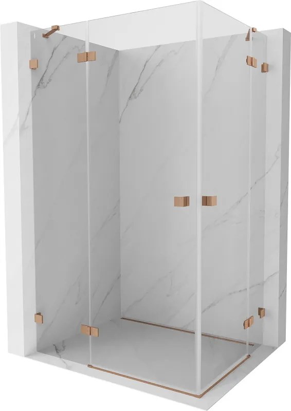 Mexen Lunar Duo, výklopný sprchový kút 110 x 75 cm, 8mm číre sklo, profil medená matná, 834-110L-075P-65-00
