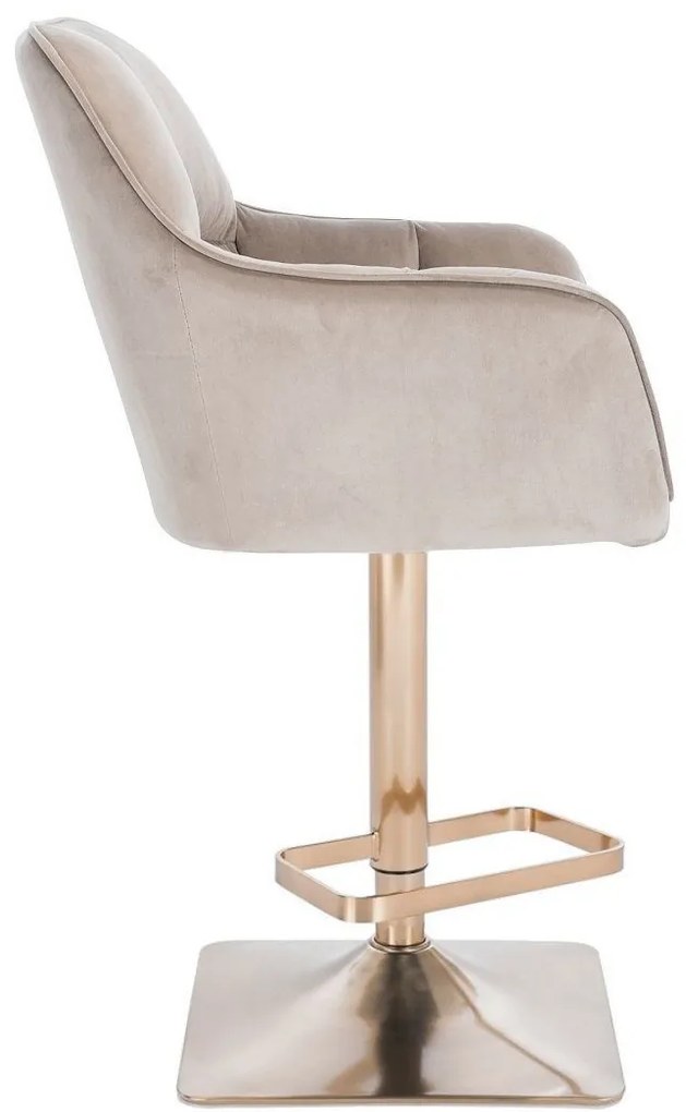 LuxuryForm DESIGN Barová stolička AMALFI VELUR na zlatej hranatej základni - latte
