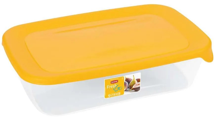 Obdĺžniková nádoba na potraviny. Fresh&Go 182294 žltá/transparentná