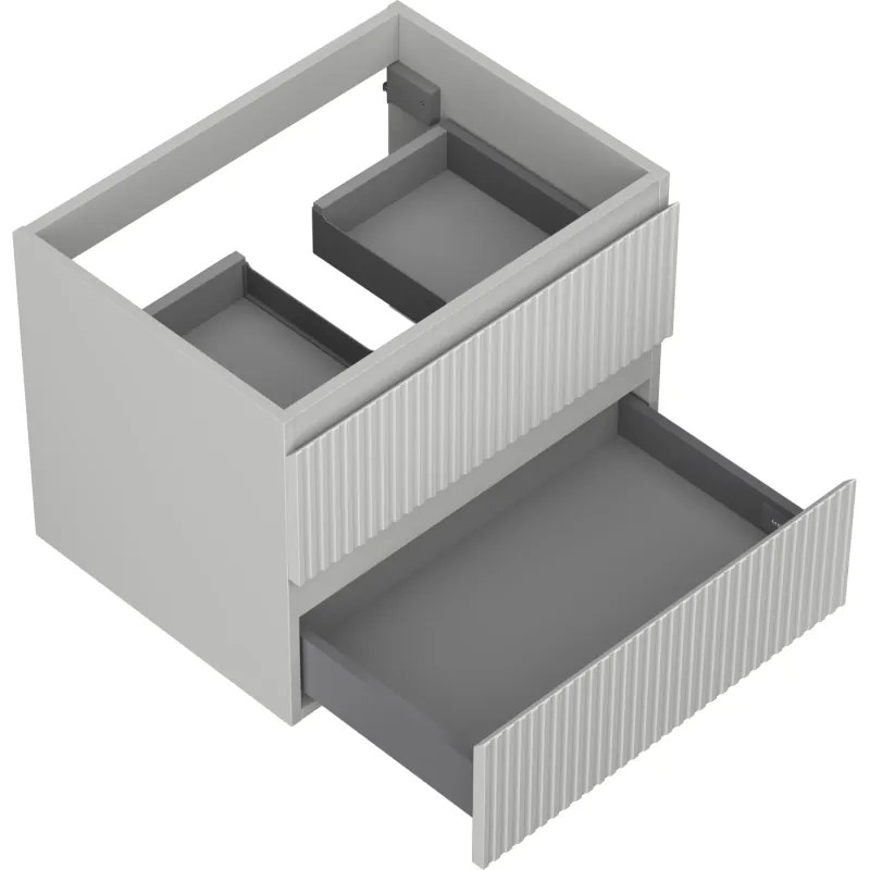 Mexen Rivel, kúpeľňová skrinka 60 cm, 2 zásuvky, drážkovaná, matná sivá, 91A20-06047-2-BFF62