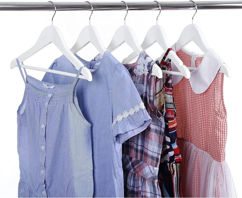 Detské vešiaky na oblečenie, sada 20 ks, biele