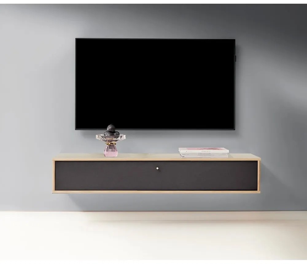 TV stolík v dekore duba v čierno-prírodnej farbe 133x22 cm Mistral – Hammel Furniture