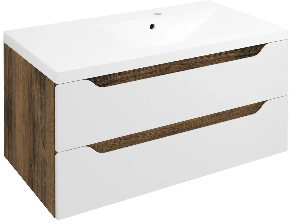 Sapho Sapho, WAVE umývadlová skrinka 89,7x45x47,8cm, pravá, biela/dub collingwood, WA093-3019