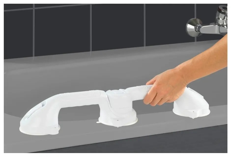 Biele bezpečnostné držadlo do sprchy pre seniorov Wenko Secura, dĺžka 49,5 cm