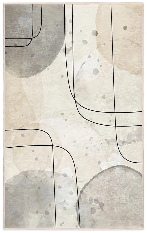 Sivo-krémový prateľný koberec 80x150 cm Simple Lines – Mila Home