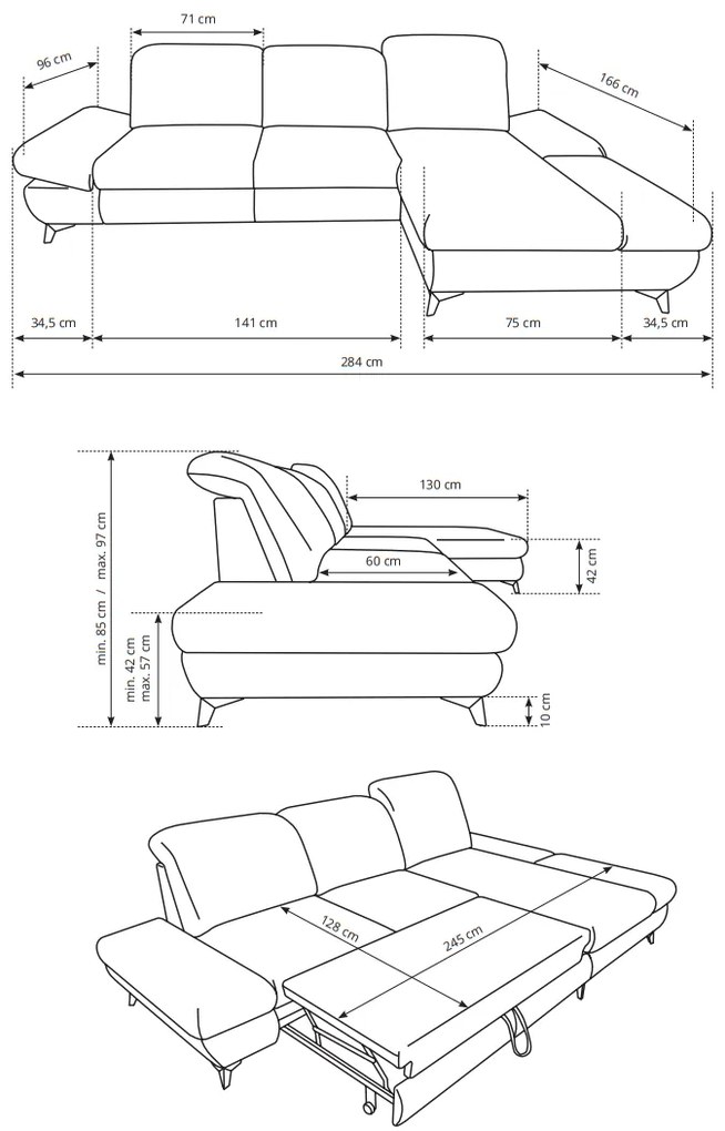 Rohová sedacia súprava s úložným priestorom Harper - svetlosivá