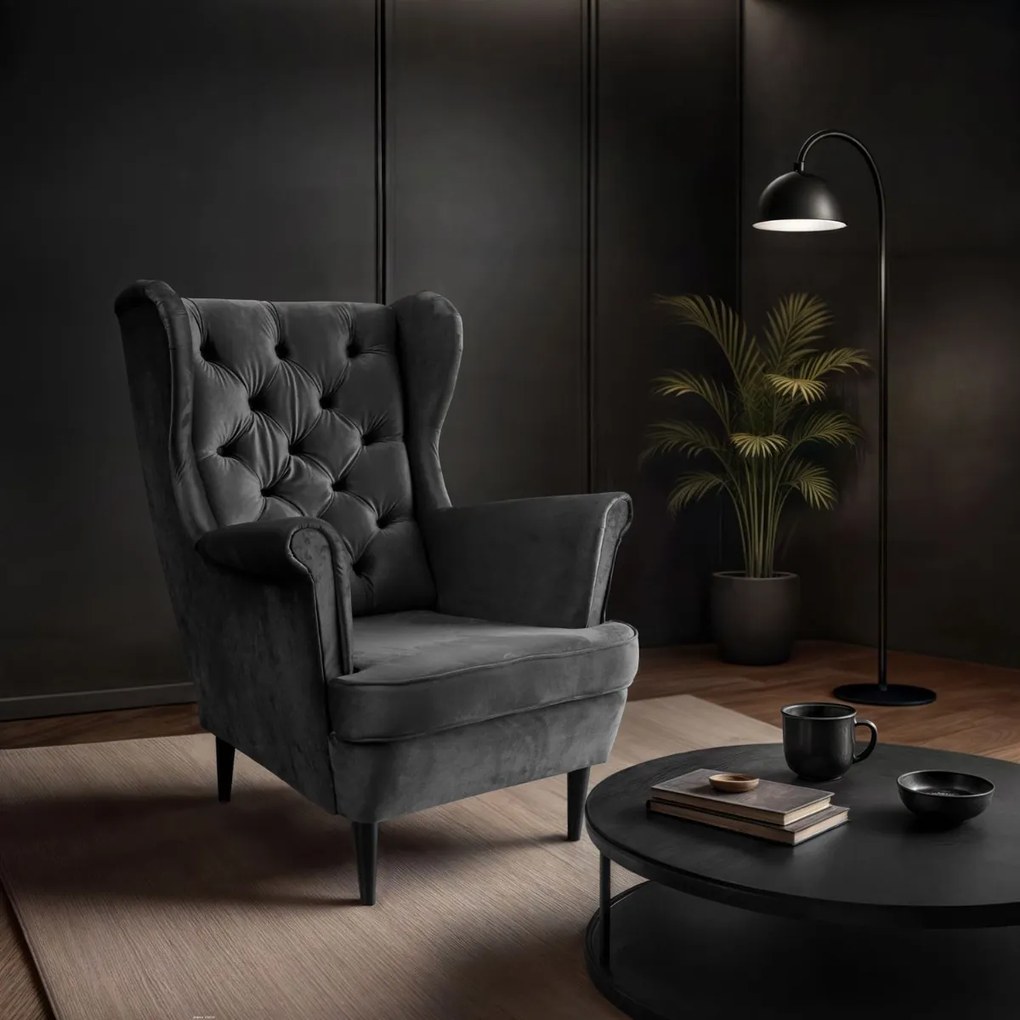 KRESLO UŠIAK BRUNO 2 CHESTERFIELD ROYAL VELVET 214