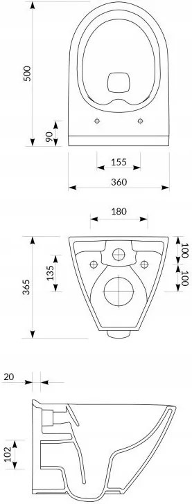 Cersanit Mille Plus CleanOn, závesná WC misa 500x360x365 mm + sedadlo z duroplastu s pomalým zatváraním, biela, S701-454