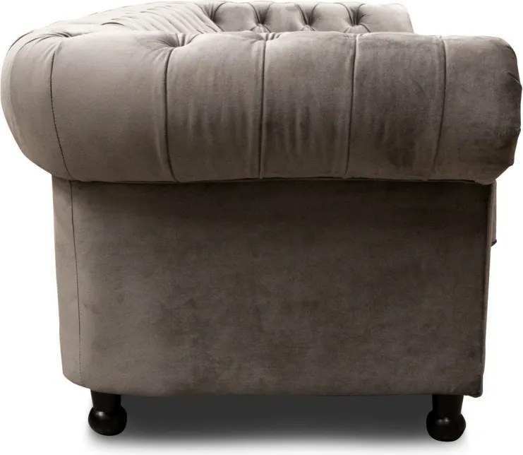 Pohovka Chesterfield, stredně šedá látka