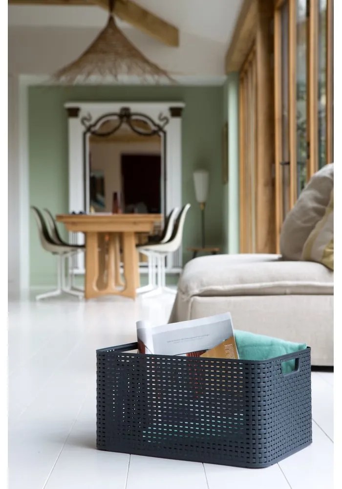 Sivý plastový úložný box s vekom 33x44,5x25 cm Style – Curver