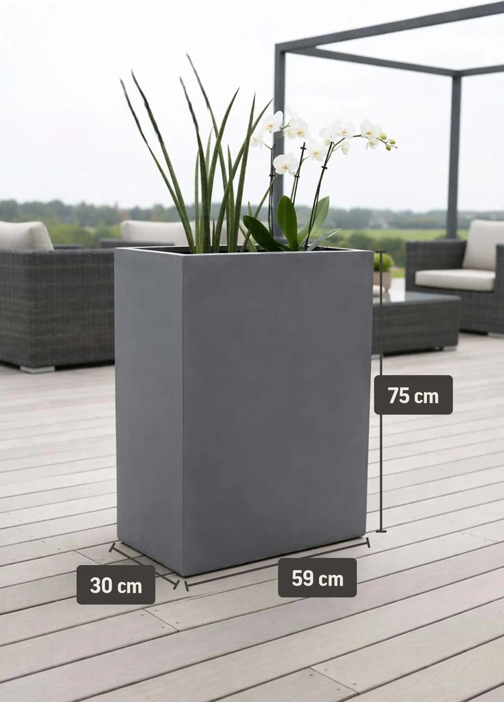 Kvetináč ELEMENTO, sklolaminát, šírka 59 cm, sivá