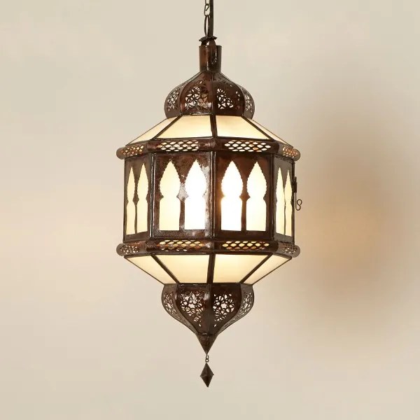 Orientálna lampa Biban Trombia mliečno - biela
