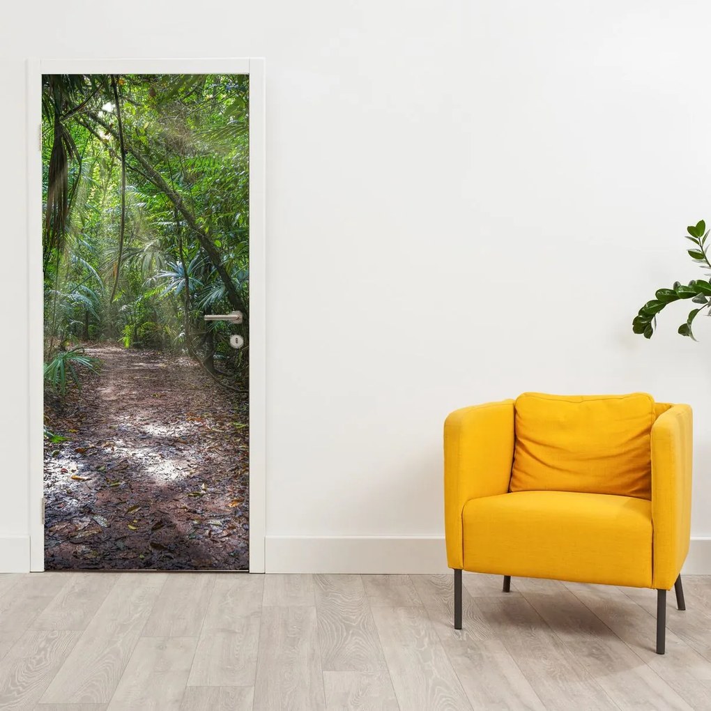 Fototapeta na dvere - Slnečné lúče v džungli (95x205cm)