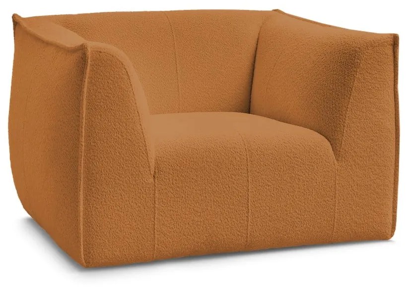 Kreslo z textílie buklé v horčicovej farbe Giorgia – Bobochic Paris