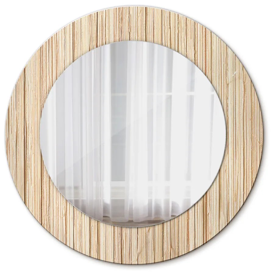 Okrúhle zrkadlo s potlačou Bambusová slama fi 50 cm