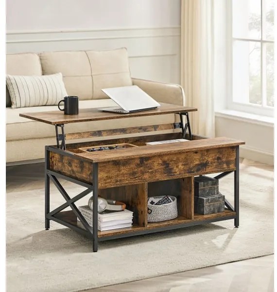 Konferenčný stolík so zdvíhacou doskou NYRO hnedá/čierna