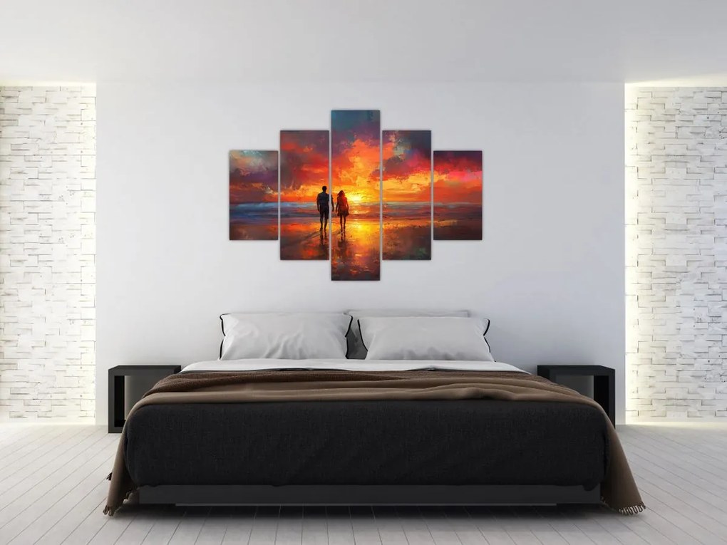 Obraz - Prechádzka na pláži (150x105 cm)