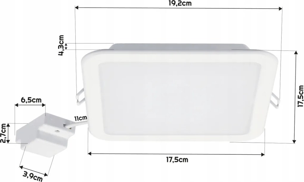 LED panel zapustený štvorcový Philips 12W 1200lm 4000K - biela