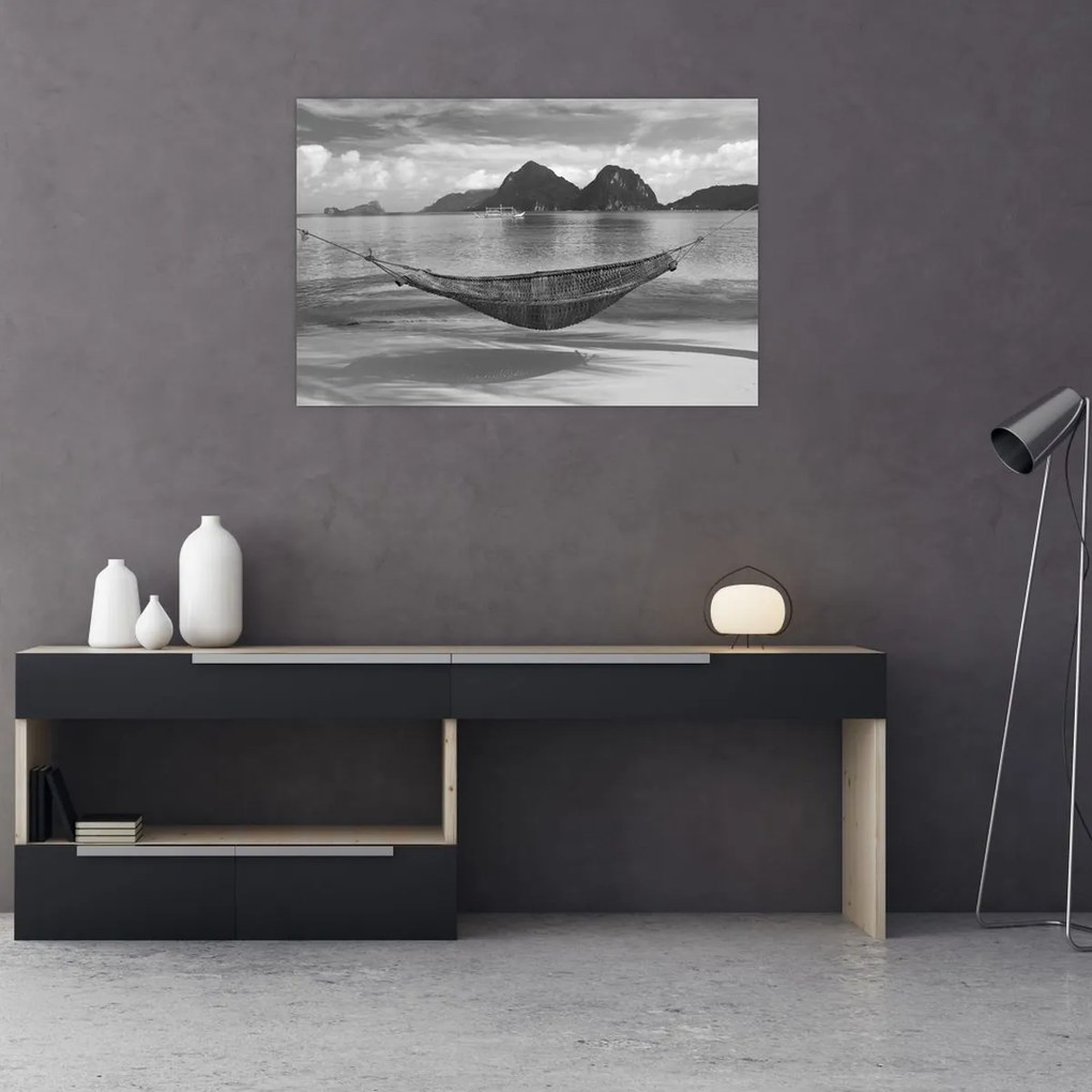 Obraz - Hojdacia sieť na pláži (90x60 cm)