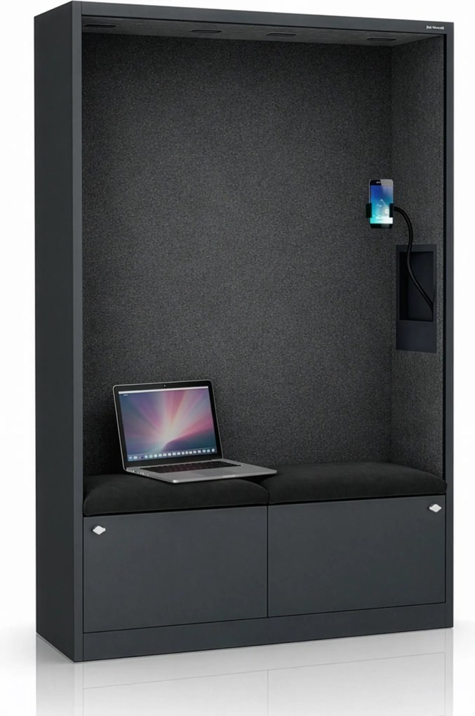 Akustická kabína SALLY MentalBox 1150 mm – antracitový korpus, tmavosivé sedadlo
