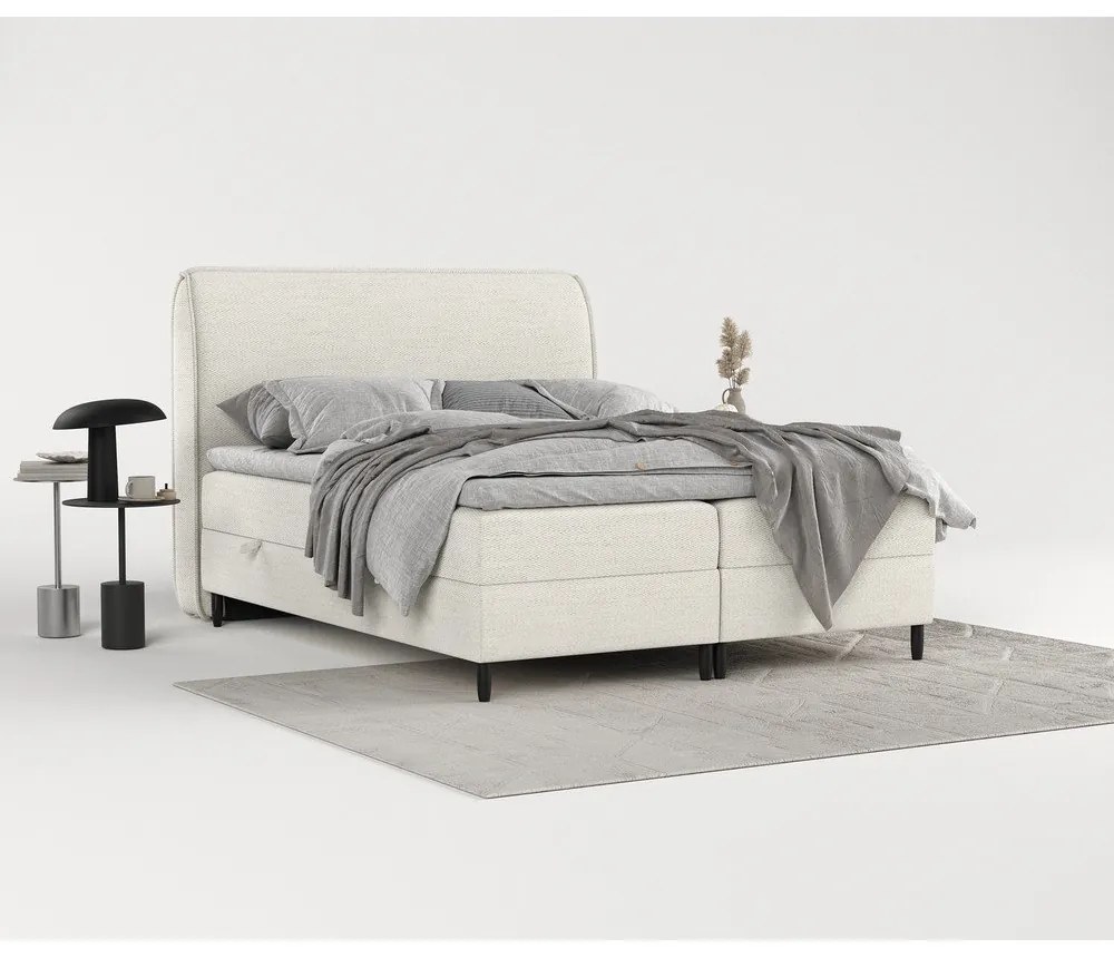 Krémovobiela boxspring posteľ s úložným priestorom 180x200 cm Melba – Maison de Rêve
