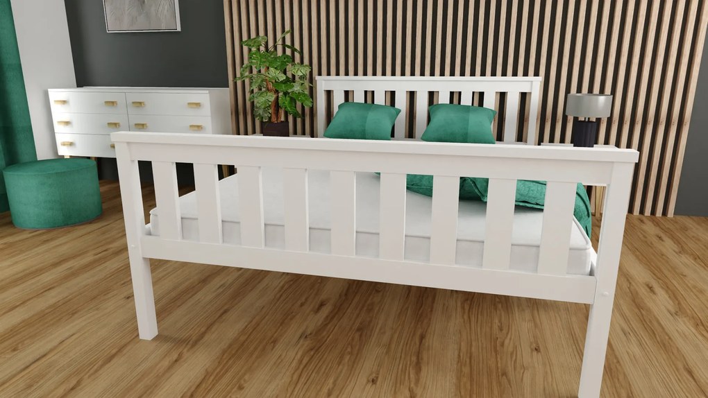 Posteľ KALEA 90 x 200 cm, biela Rošt: S latkovým roštom, Matrac: Matrac DELUXE 10 cm