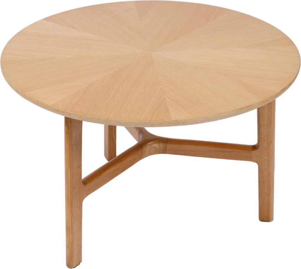 Mazzoni BELLUNO Prírodný jaseň - DREVENÝ KONFERENČNÝ STOLÍK Ø65 cm OKRÚHLY MODERN CLASSIC