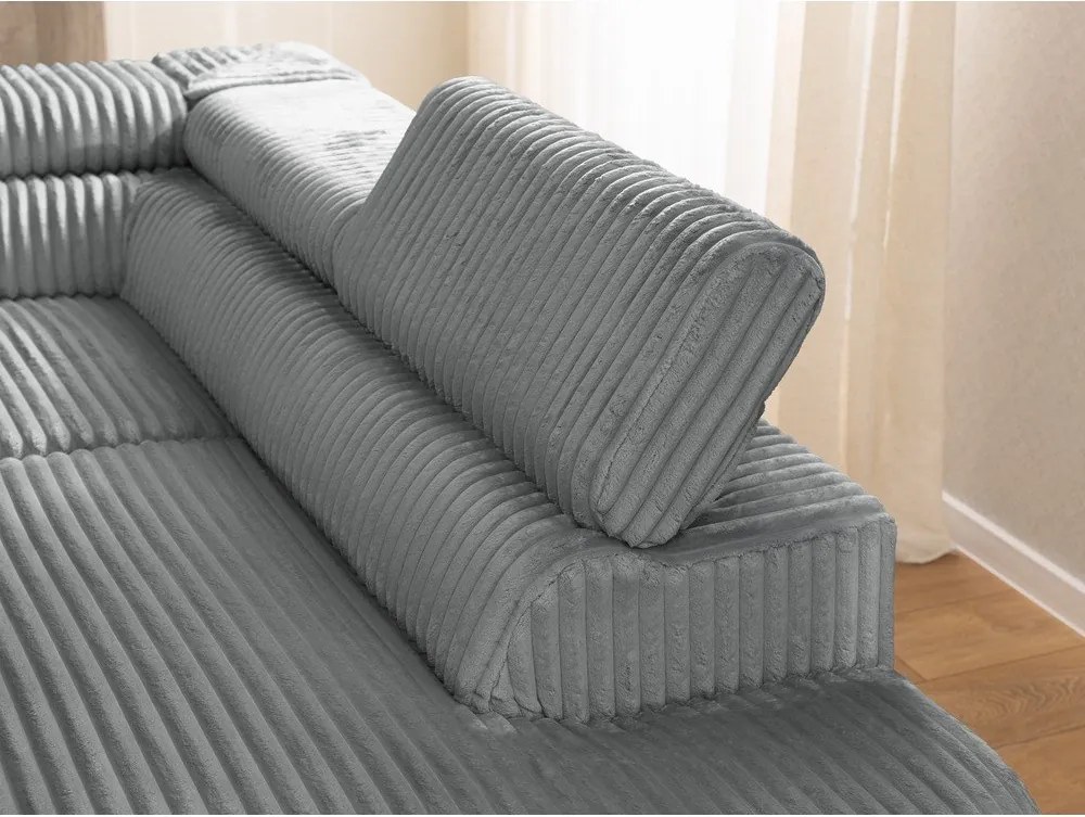 Sivá menčestrová rohová pohovka (pravý roh/do L) Marbeya – Ropez