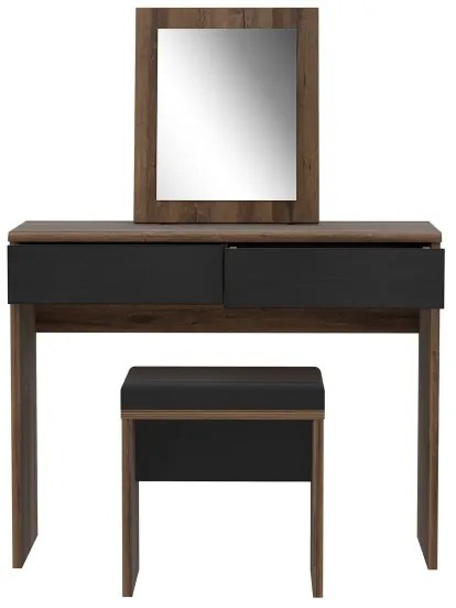Toaletný stolík JUNO + taburet 45x29,6 cm hnedá/čierna