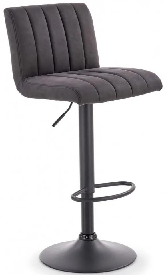 Barová stolička INKA - kov, ekokoža, tmavo šedá