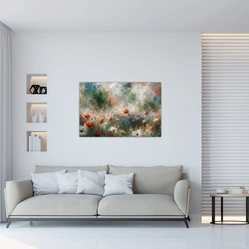 Obraz – Abstrakcia poľa s makmi (90x60 cm)