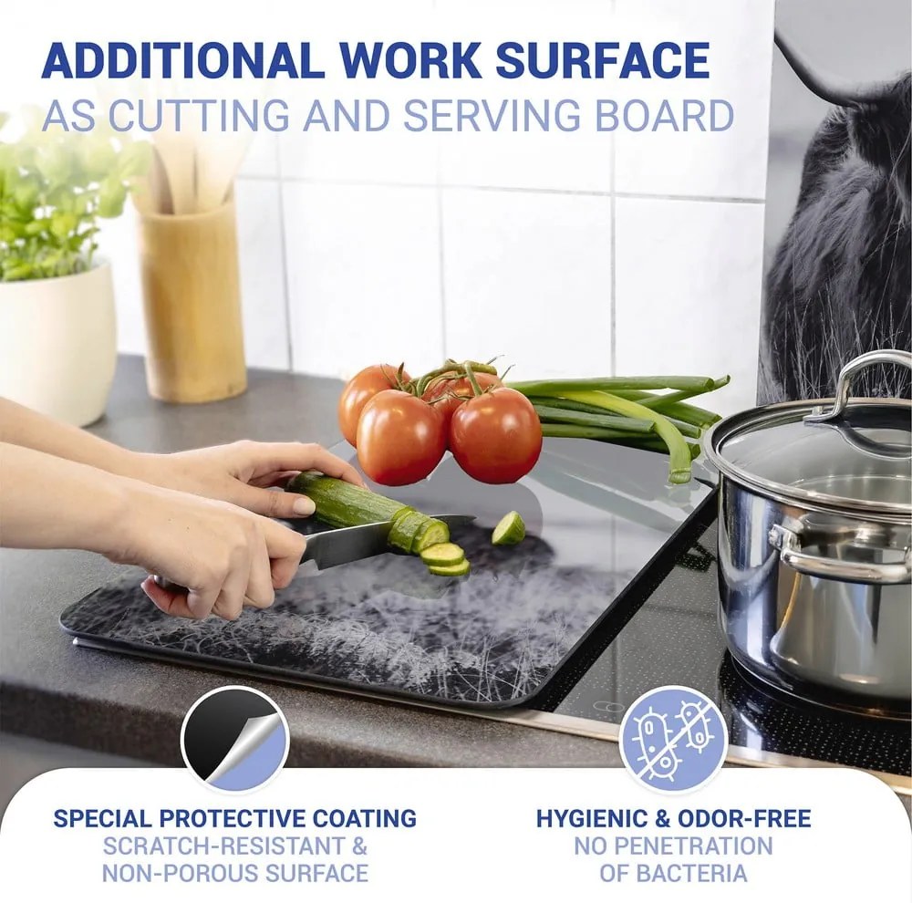 Kryty na sporák v súprave 2 ks z tvrdeného skla 30x52 cm Universal Highland Cattle – Wenko