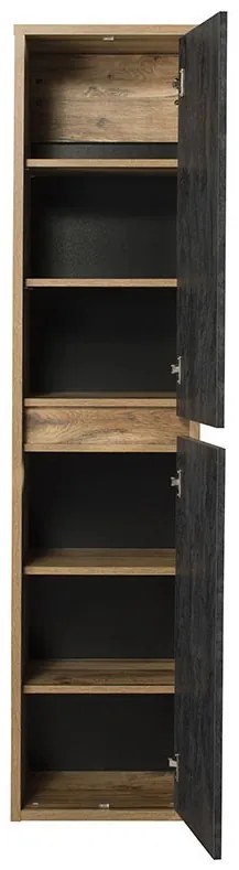 Kúpeľňová zostava Hampton Concrete 100 cm s umývadlom, skrinkami a zrkadlom tmavý betón/dub hunton