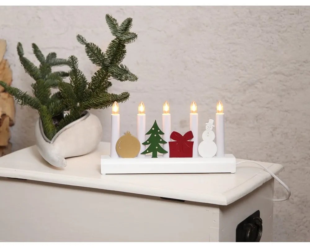 Biely svietnik Star Trading Julia, výška 15 cm