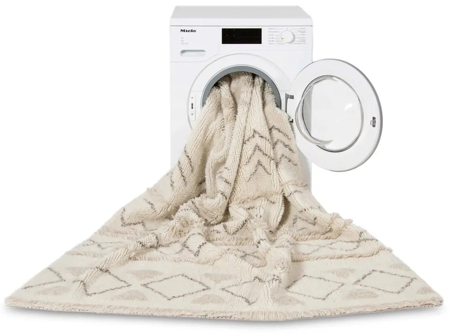 Krémový prateľný ručne tkaný vlnený koberec 140x200 cm Lakota Day – Lorena Canals