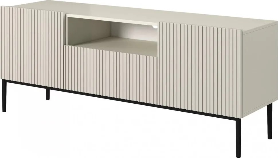 TV skrinka Nicole 150 cm s otvorenou policou - kašmírová / čierna