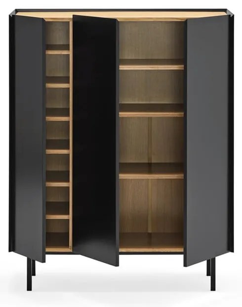 Čierna vysoká komoda v dekore duba 95x120 cm Arista – Teulat