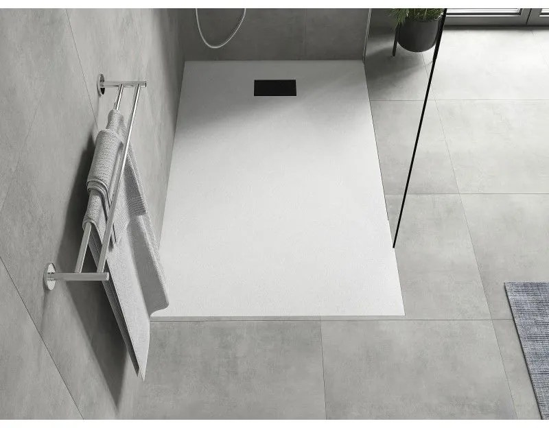 Mexen Hugo, obdĺžniková sprchová vanička SMC 140 x 90 cm, biela, čierna krytka, 42109014-B