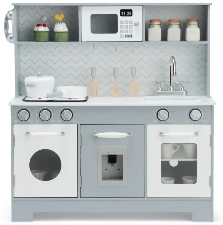 Detská kuchynka s realistickým svetlom, zvukom a príslušenstvom 76 x 28 x 80 cm sivá