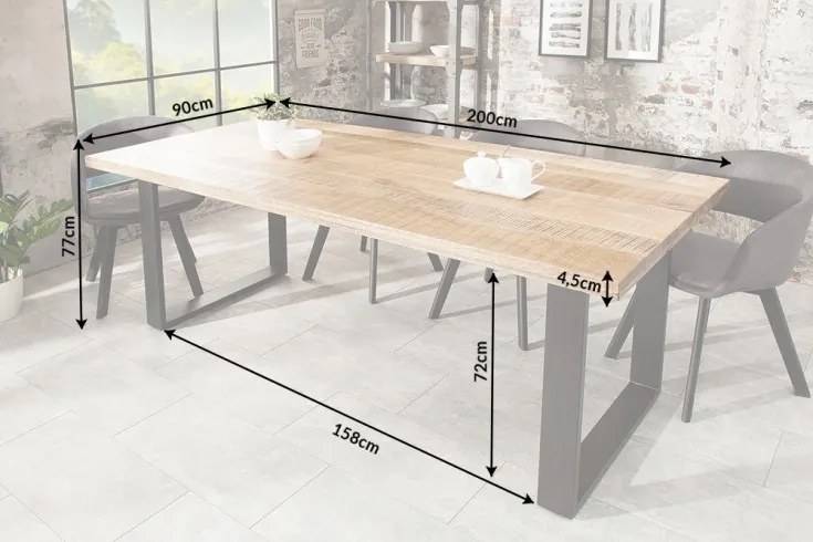 Jedálenský stôl 200cm Iron Craft natural mango